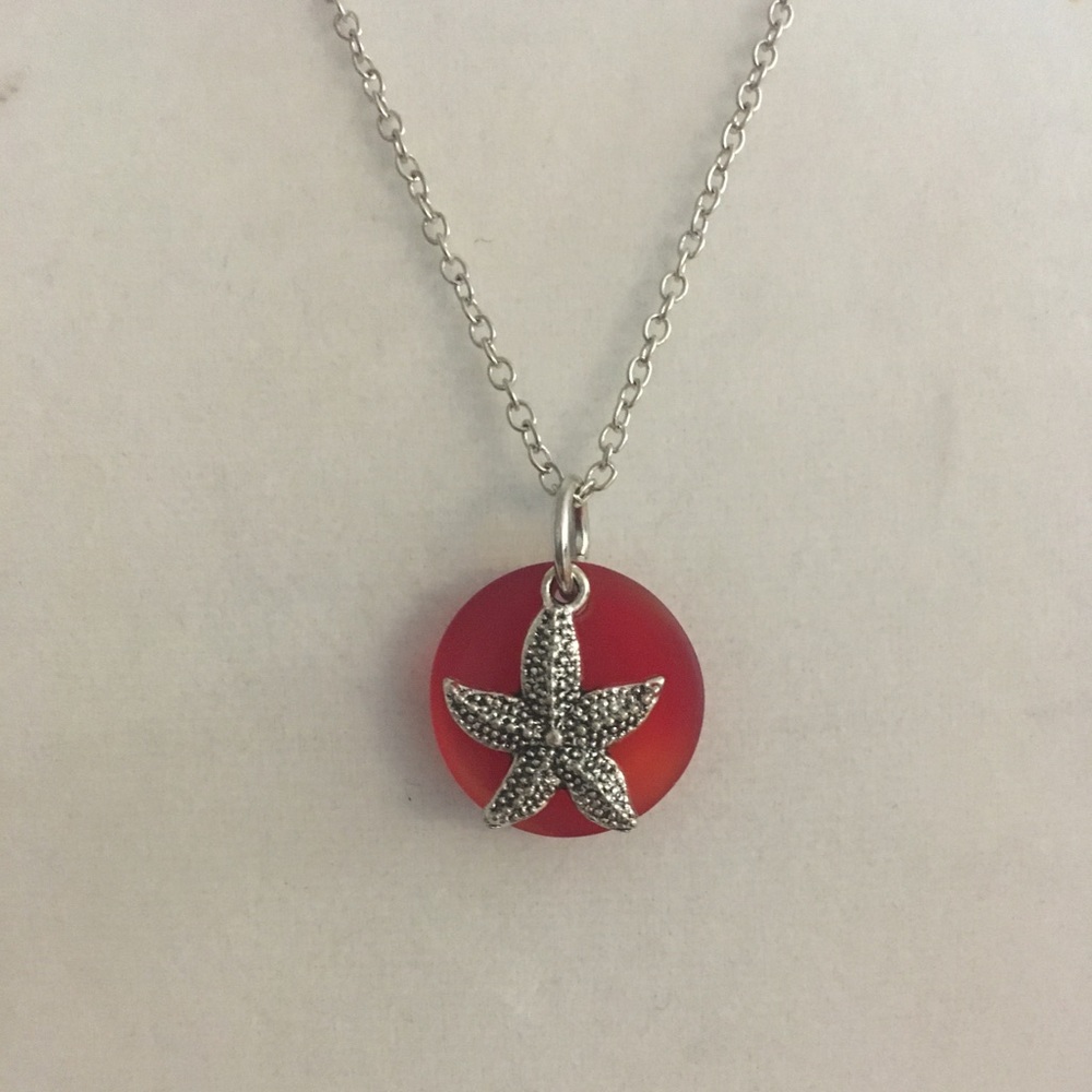 Red sea glass necklace